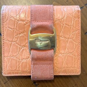 Salvatore Ferragamo Peach Wallet with Gold Accent